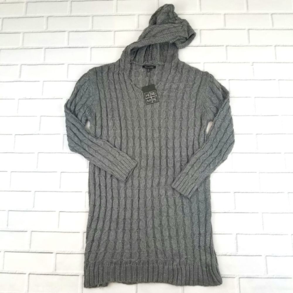Hers & Mine Gray Long Hooded Sweater Dress